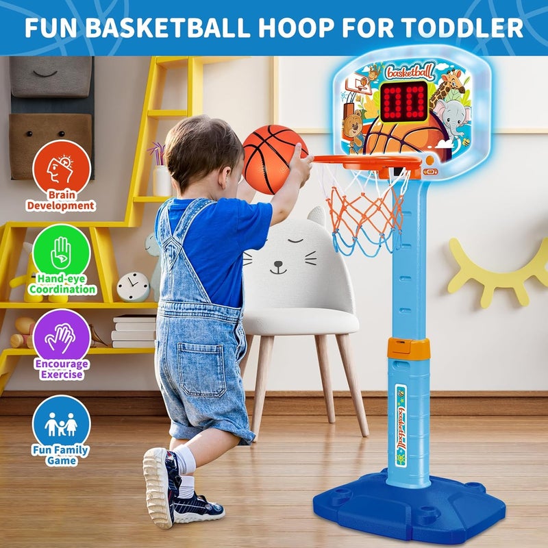 GMAOPHY Toddler Basketball Hoop Indoor for Age 1 2 3, Adjustable Kids Basketball Hoops with Light Sound, Mini Basketball Hoop with 3 Balls, Birthday Christmas Sport Toys Gift for Baby 12-18 Months - Image 5